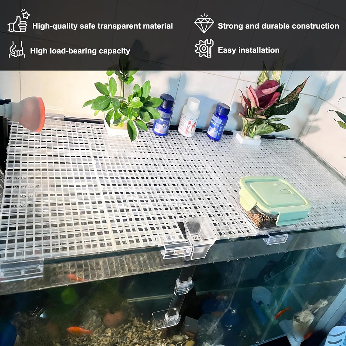NestBasics 6pcs Transparent Aquarium Lid Clips,Rimless Fish Tank
