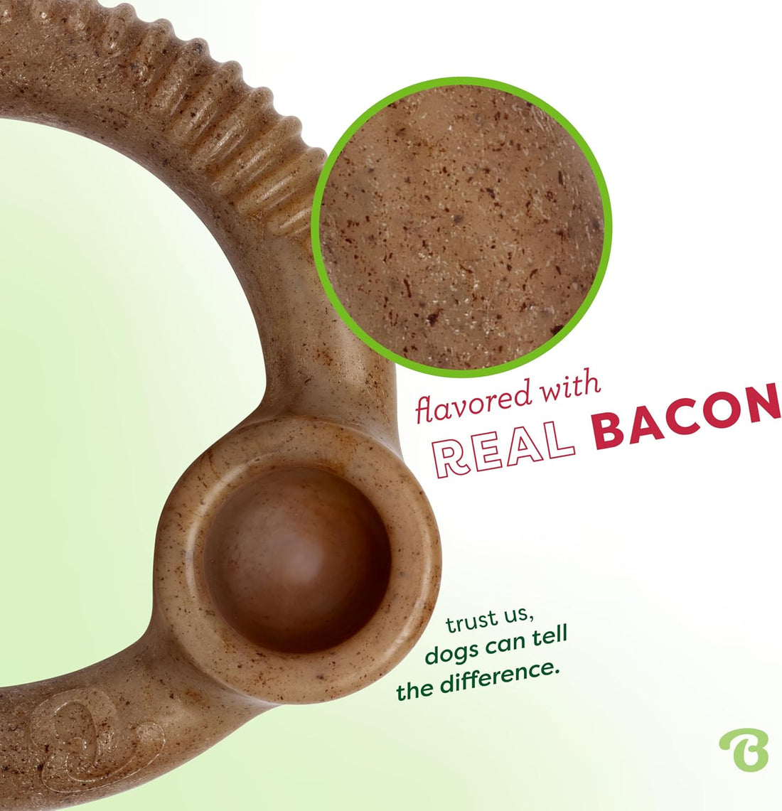 Benebone Ring Durable Dog Chew Toy for Aggressive Chewers, Real Bacon