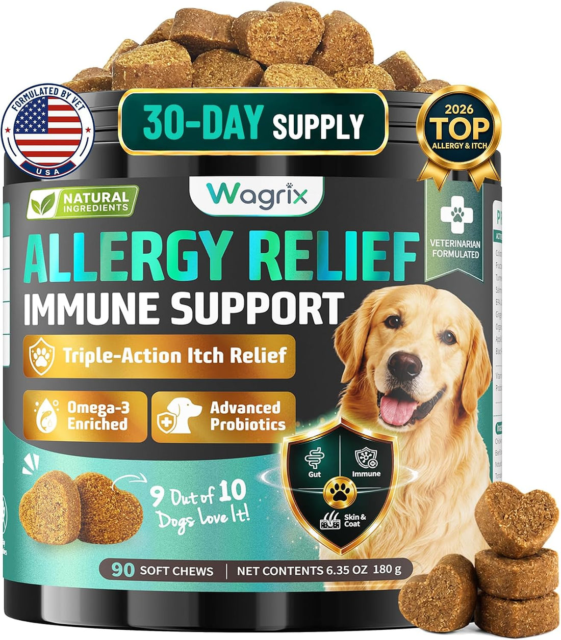 Dog Allergy Chews is Human Grade Itch Relief Multivitamin & Immune