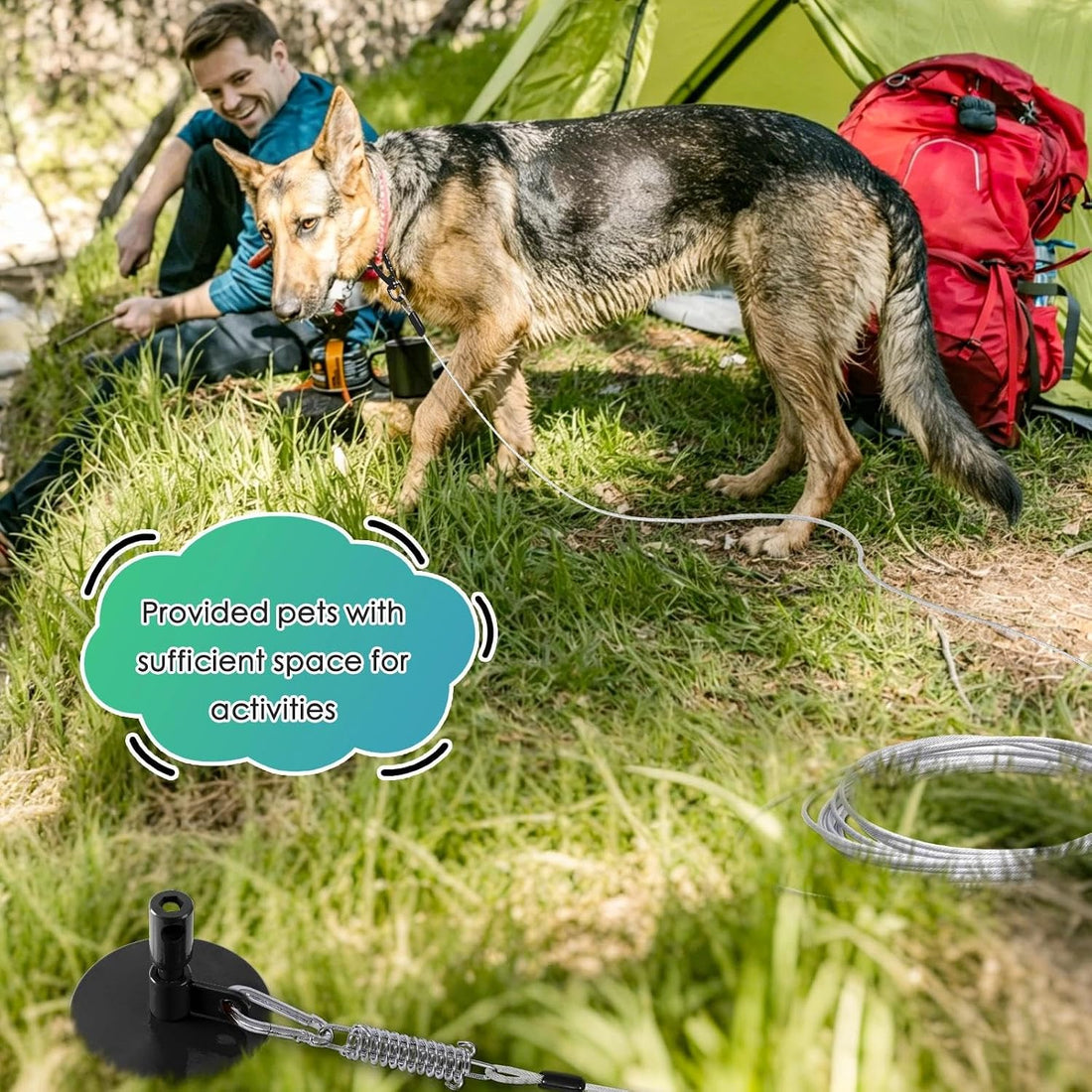 Dog Tie Out Stake for Outside, 20FT Dog Leashes for Large Dogs