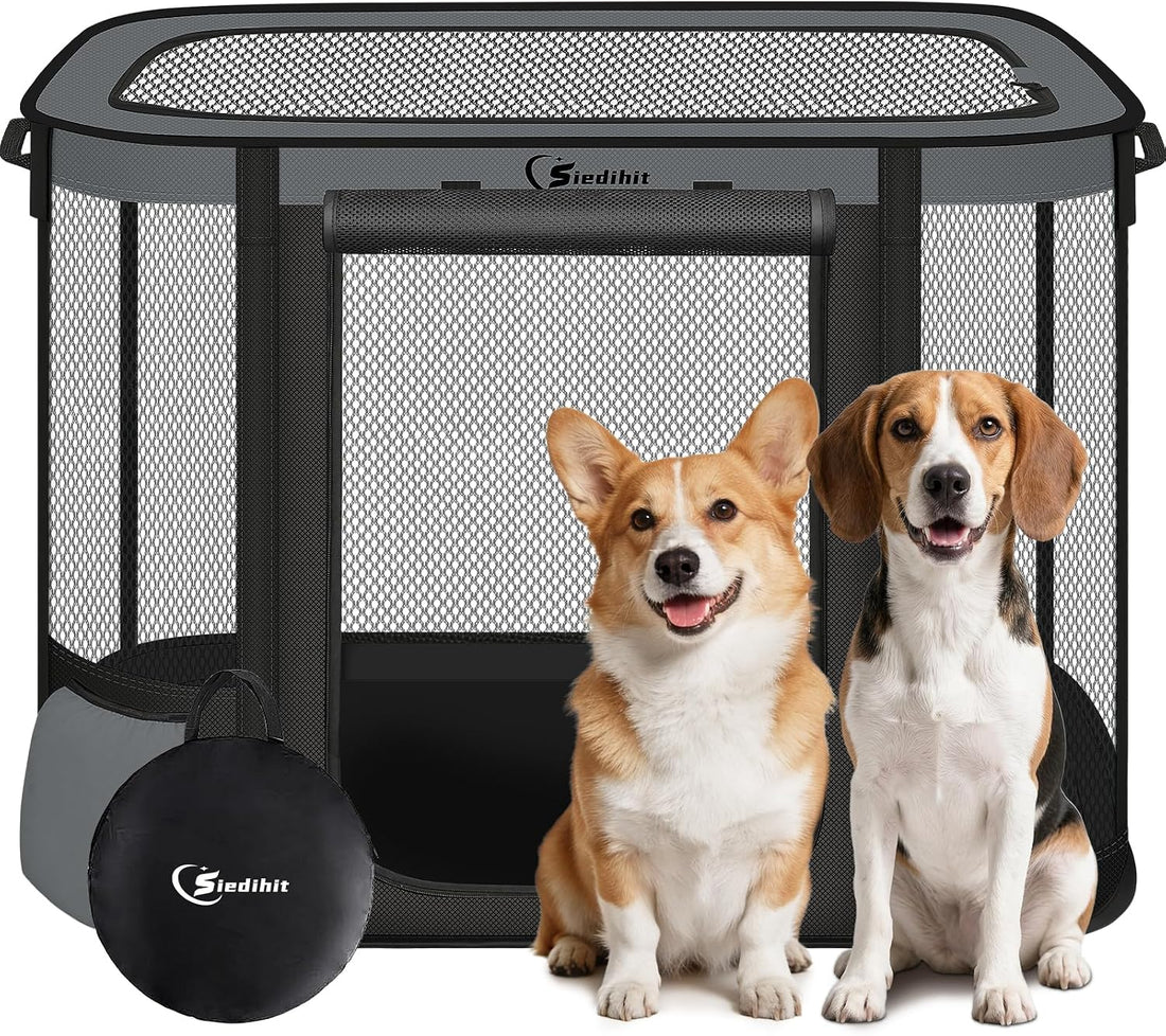 Siedihit Grey 36" Dog Playpen,Cat Puppy Crate Indoor Outdoor