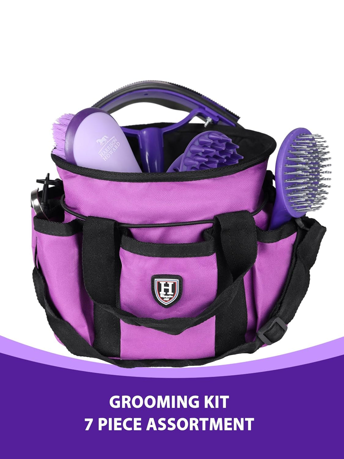Harrison Howard Horse Grooming Brushes Kit 7 pieces with Organizer