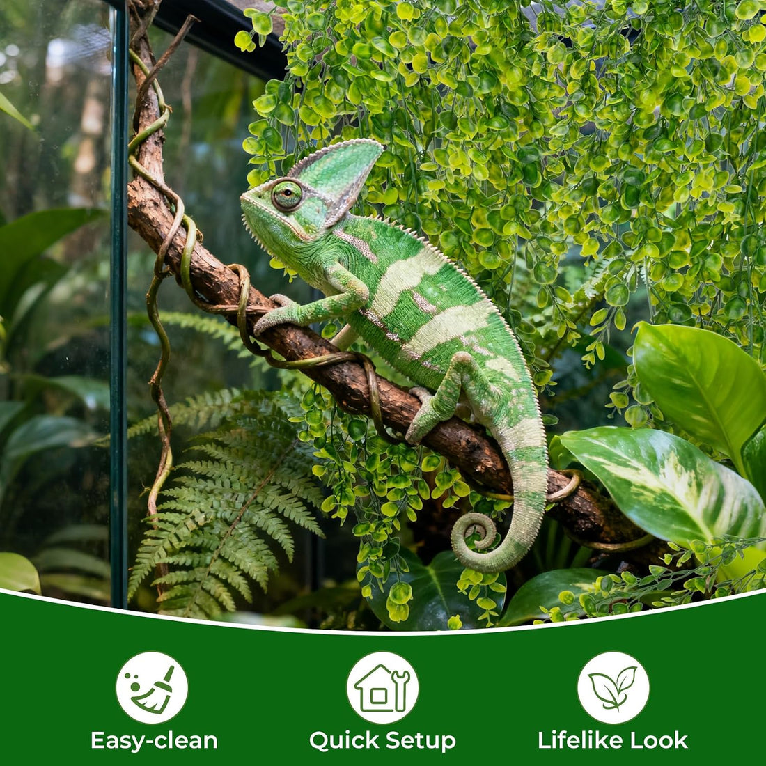 RAINFLOW 2PCS Fake Hanging Plants - Artificial Reptile Habitat Vines