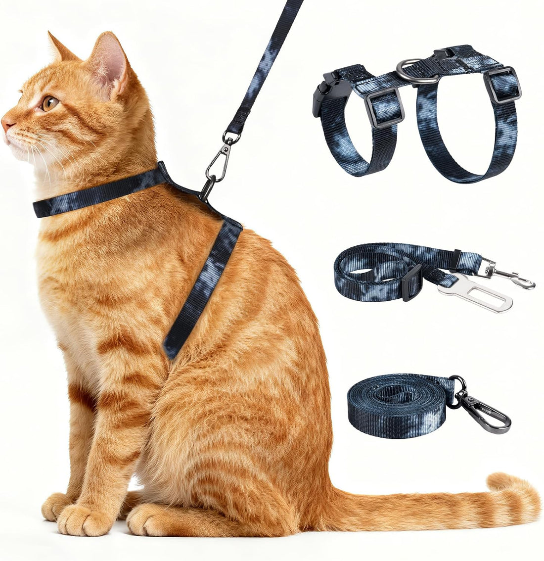 Cat Harness and Leash Set, 3-in-1 Escape Proof Adjustable