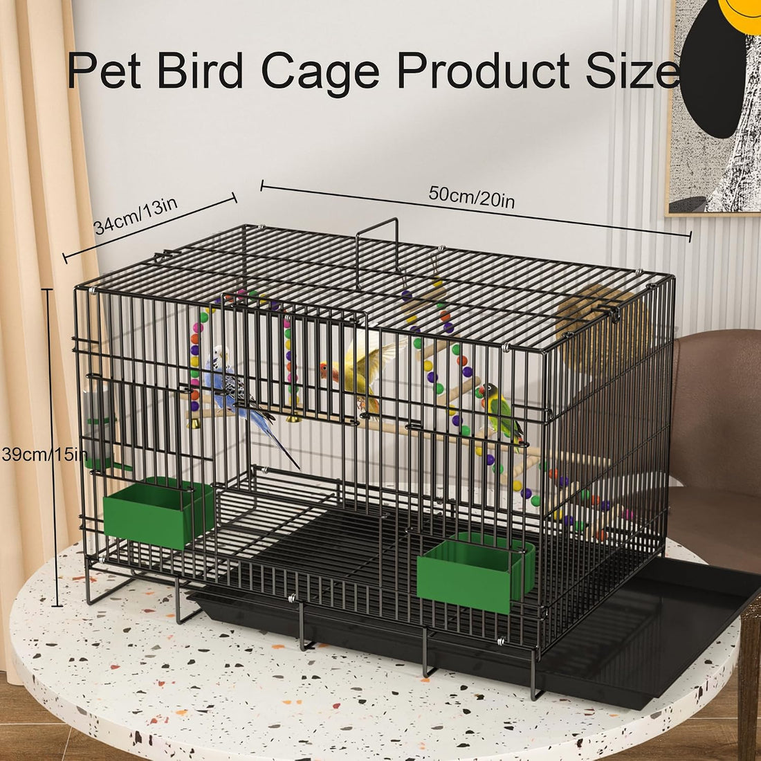 20-inch Bird Cage,Foldable Medium Small Parrot Parakeet Bird Cages