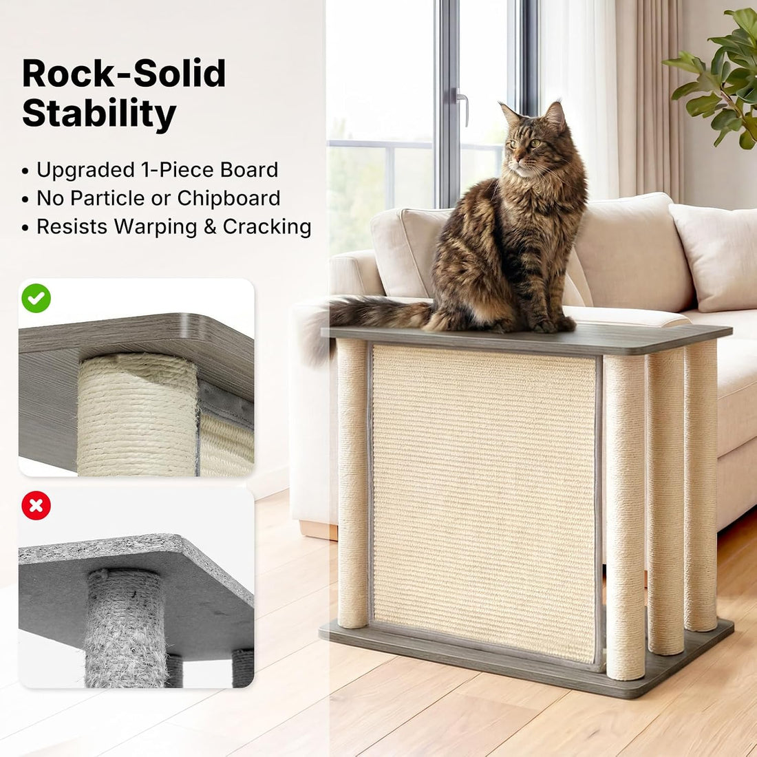 Veehoo Cat Scratcher Side Table for Couch, Sofa Protector End Table