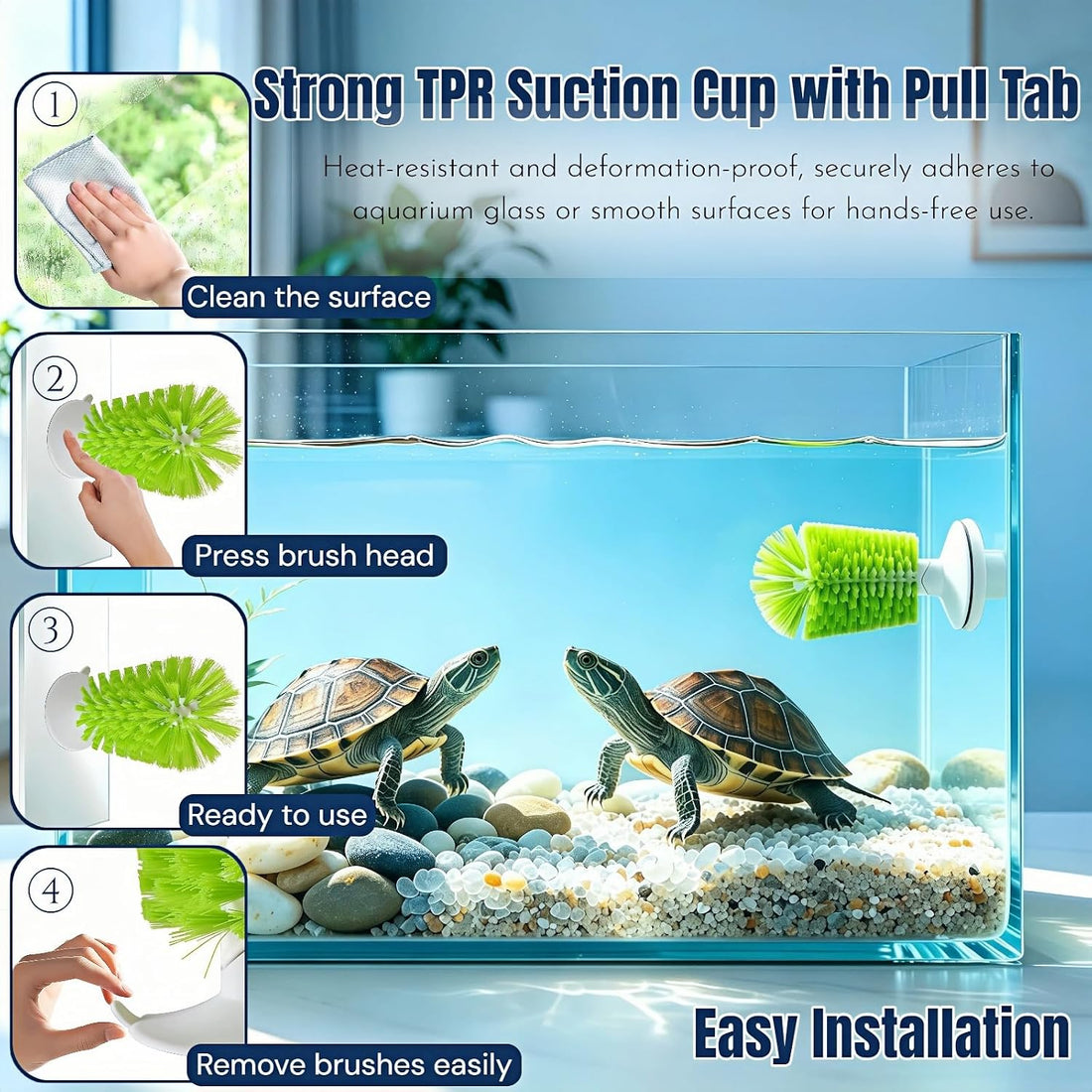 Turtle Shell Cleaning Brush with Suction Cup, 360° PP Bristles
