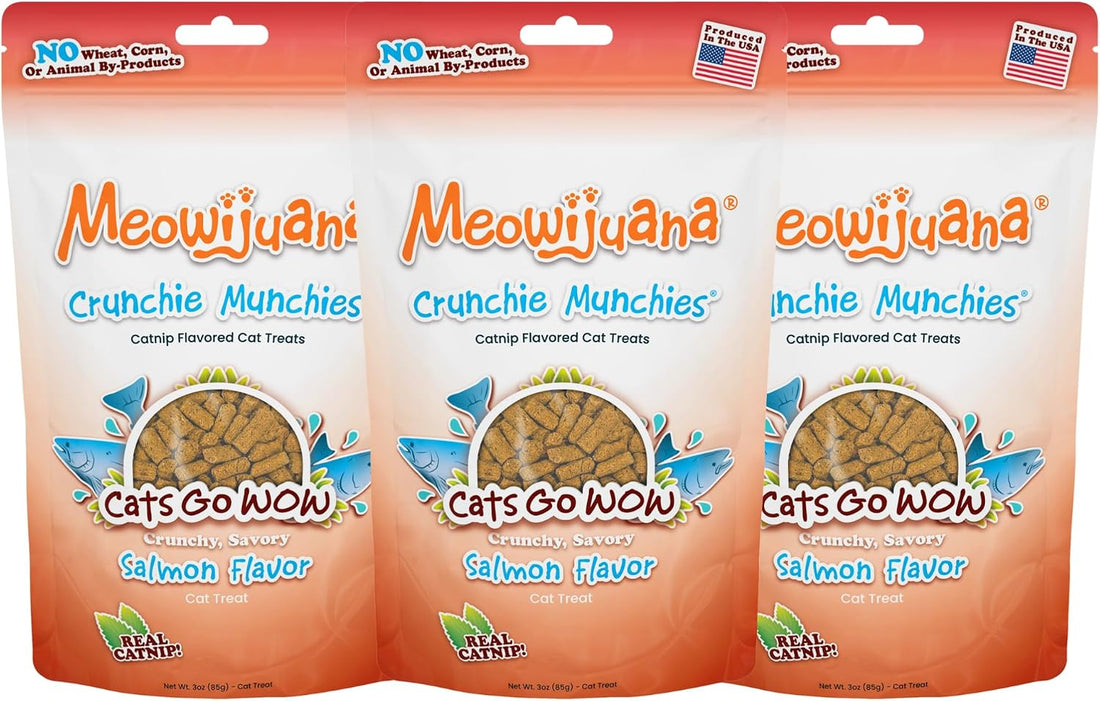 Meowijuana Crunchie Munchie Treats, Salmon Seafood & Chicken 3-Pack