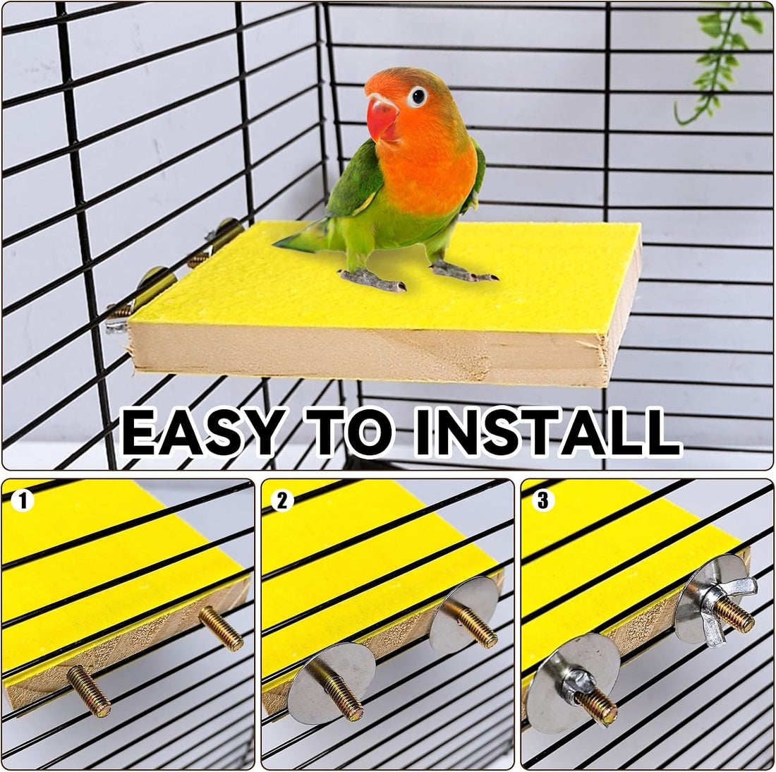 7PCS Bird Perch Stand Platform Natural Wood Parakeet Toys Cage