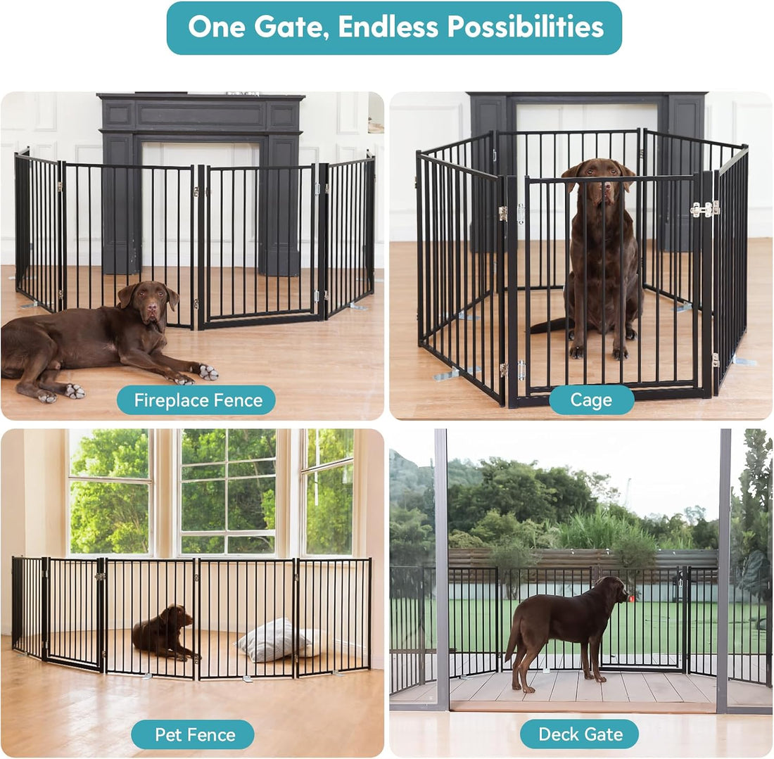 No Pawblems Freestanding Dog Gate with Door for Indoor & Outdoor