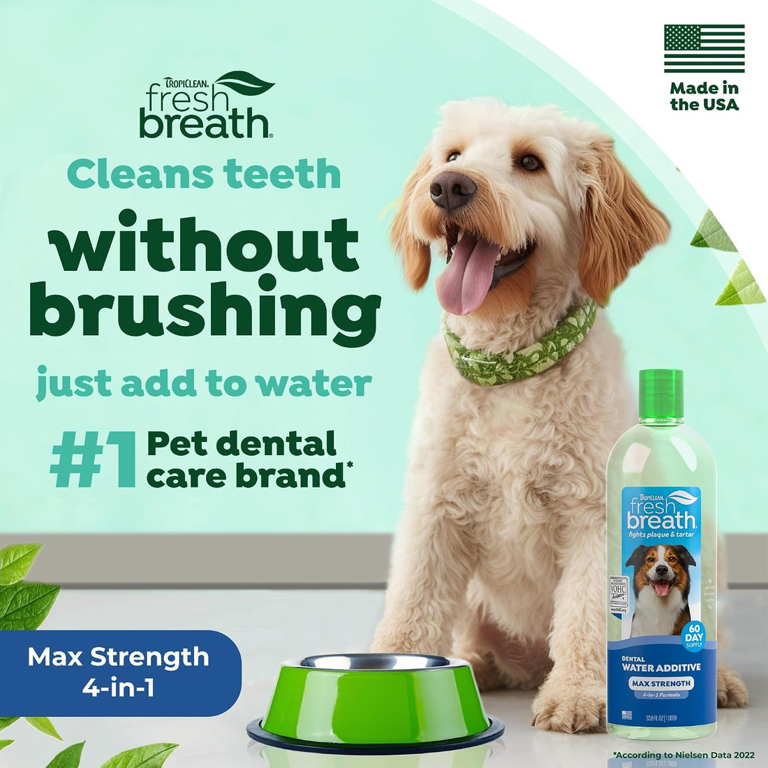 TropiClean Fresh Breath Max Strenth Water Additive, Teeth Cleaning
