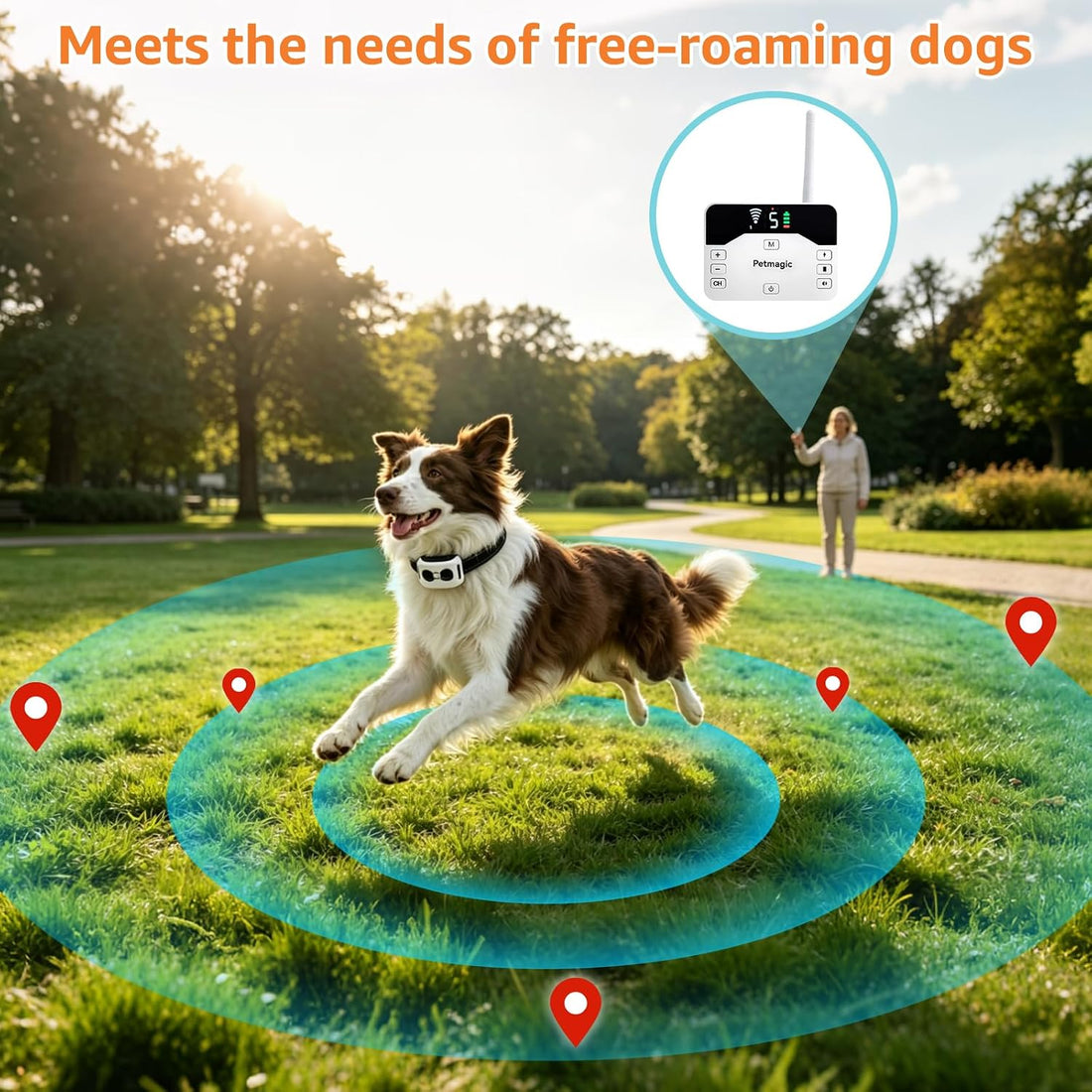 2-in-1 Wireless Dog Fence and Shock Collar for Large Dogs