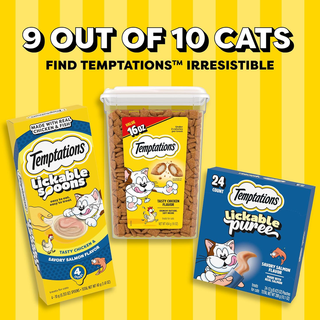 Temptations Indoor Care Crunchy Cat Treats, Chicken, 4.9 oz, 10 Pack