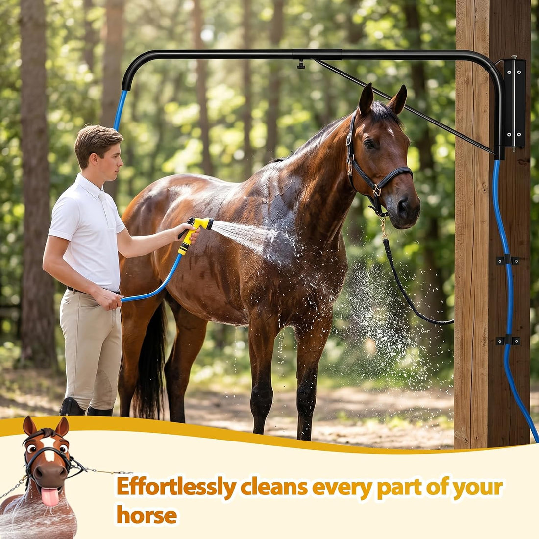 Adjustable Hose Spray Boom, Prevents Hose Tangling & Horse Trampling