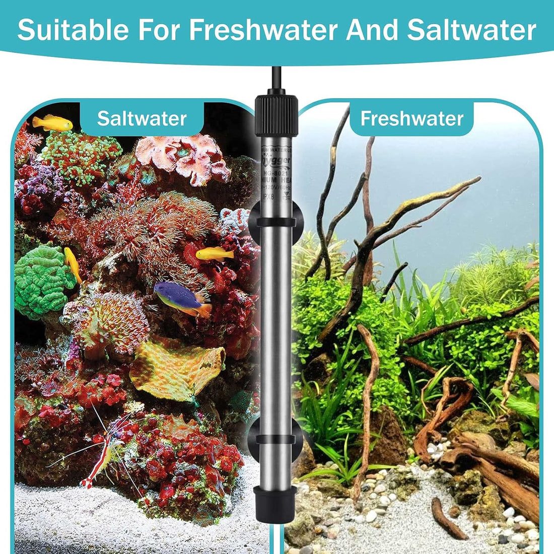 hygger Pinpoint Saltwater Aquarium Heater with Digital Thermostat IC