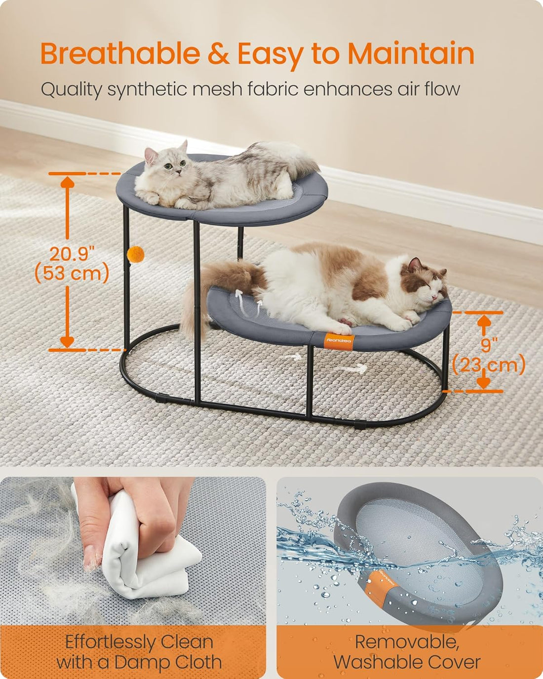 Feandrea 2-Tier Elevated Cat Hammock Bed