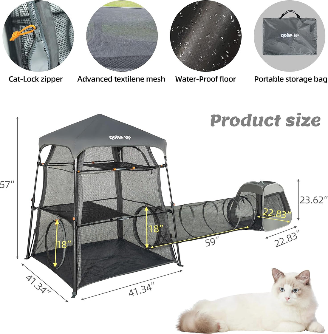 3 in 1 Portable Cat Enclosures with Tunnel & Cat House