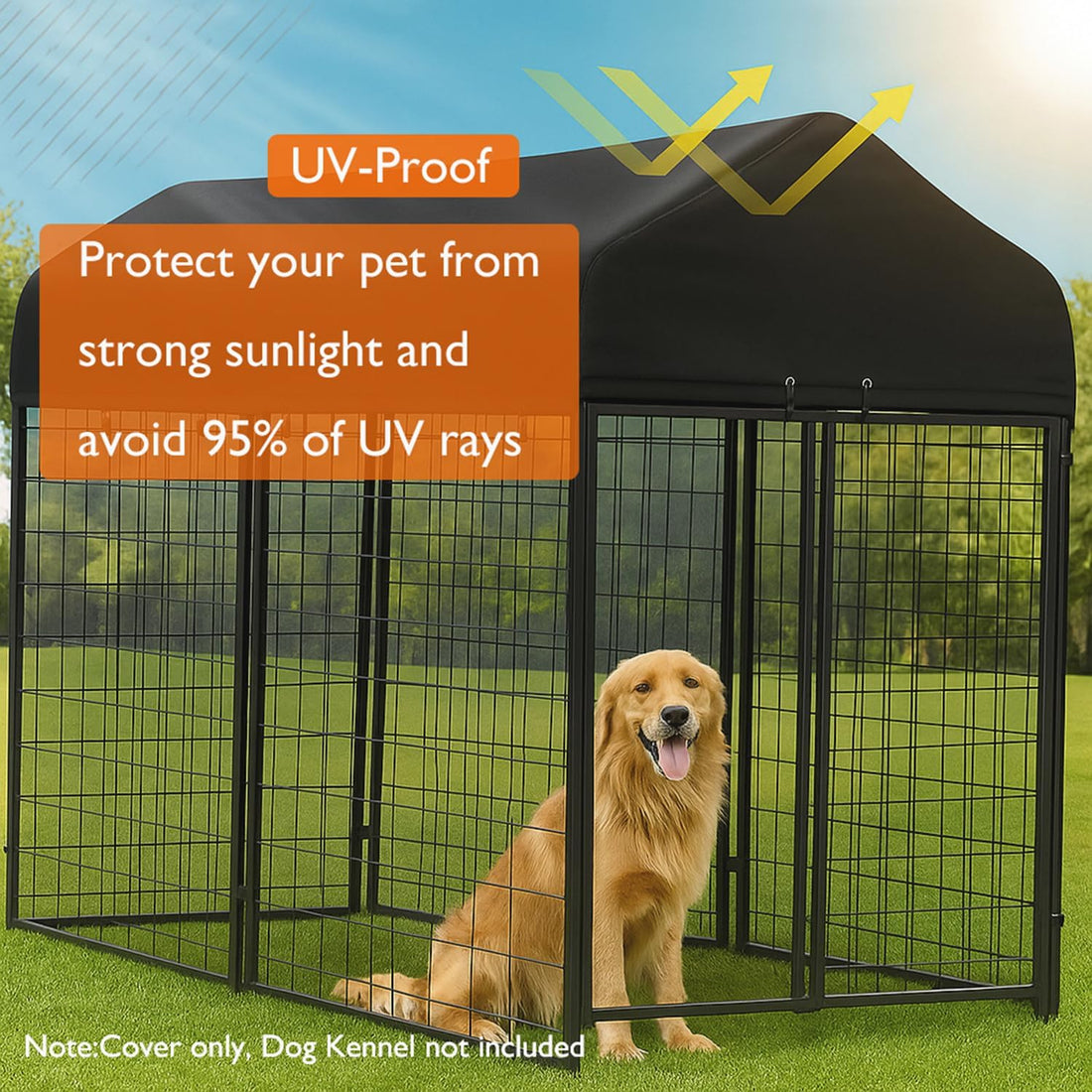 Outdoor Dog Kennel Cover 8'Dx4'W UV Resistant Waterproof Full