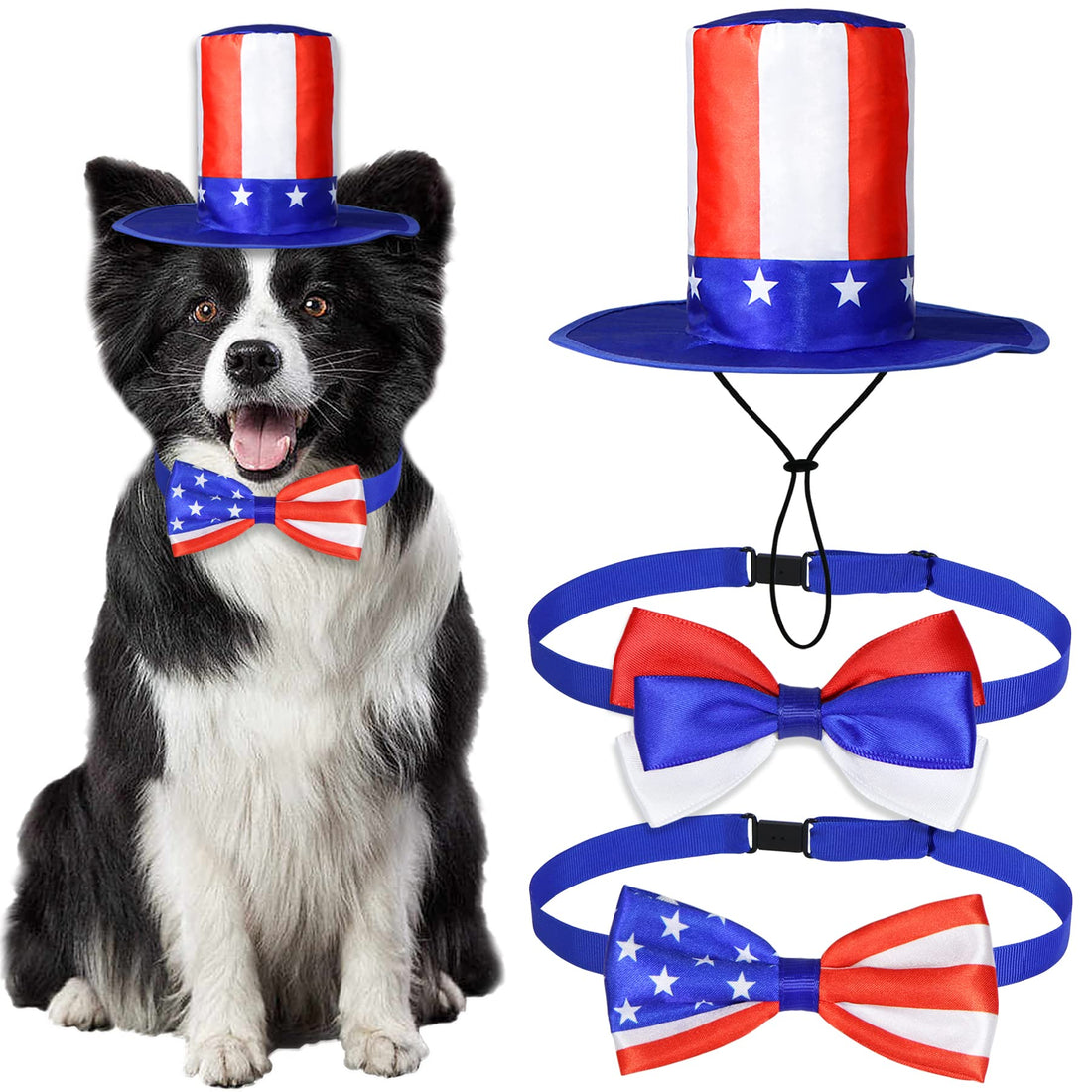 GOYOSWA 3 PCS Dog 4th of July Outfit