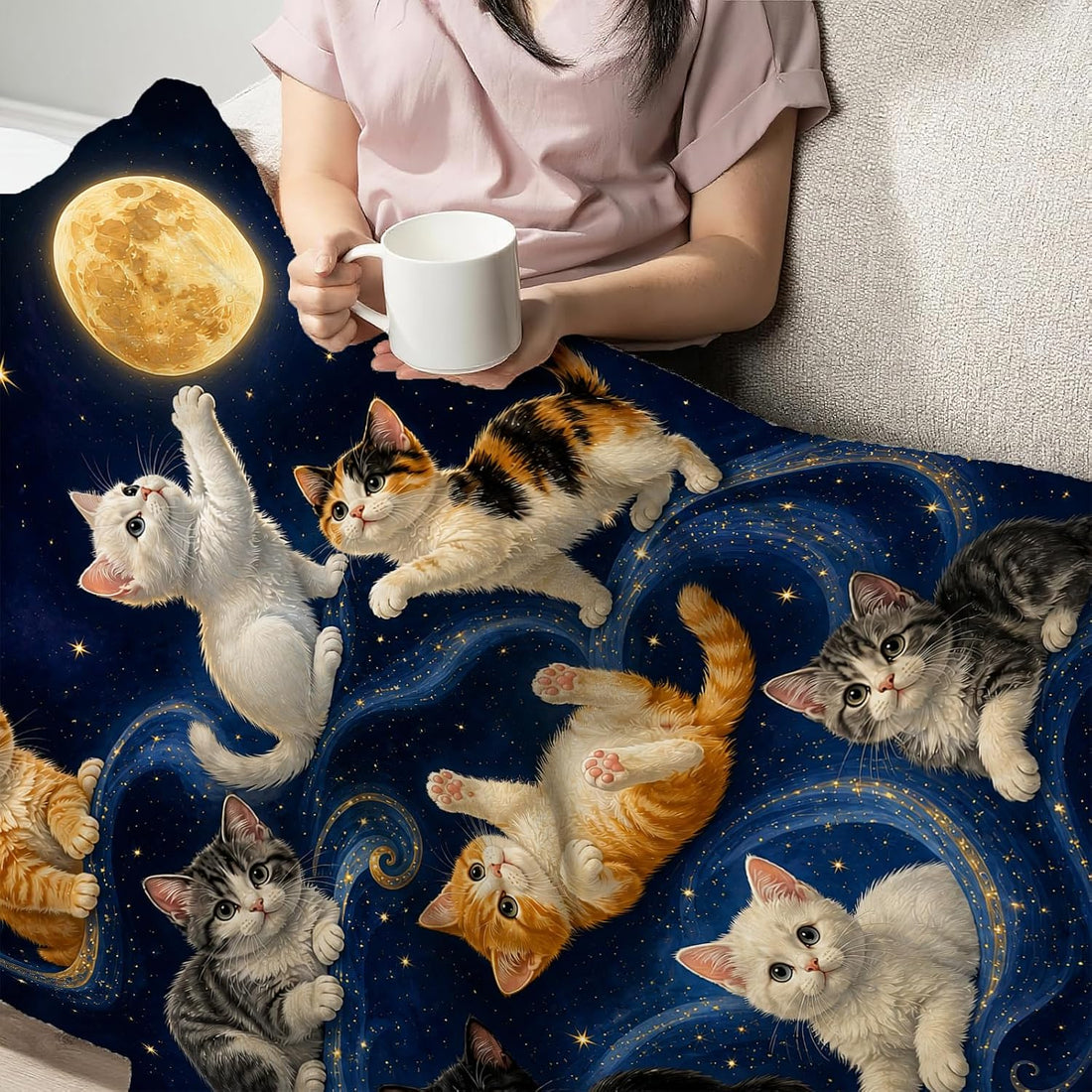 Cute Cats Throw Blanket Cat Lover Gifts for Boys Girls 50"x40"