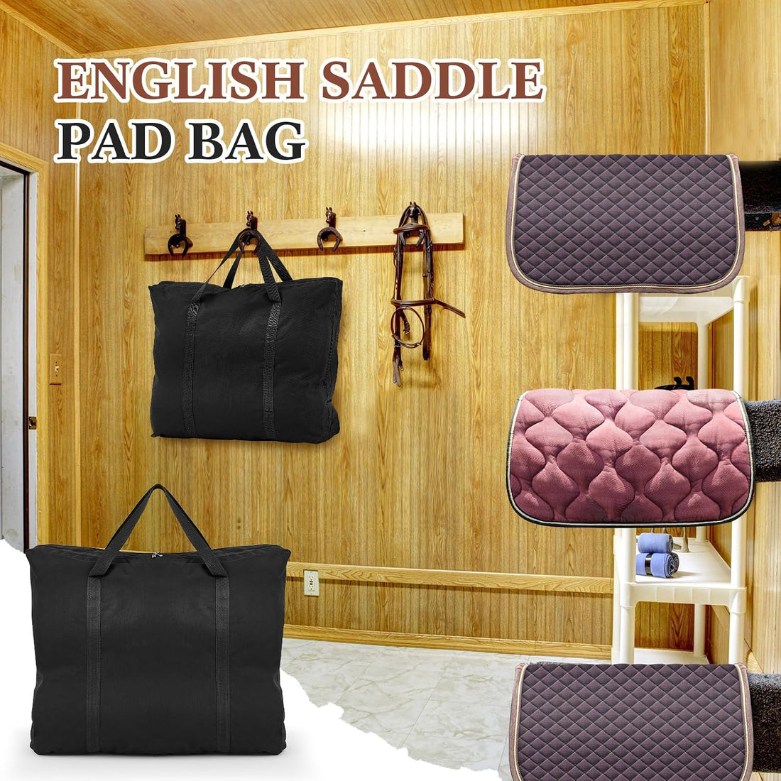 English Saddle Pad Bag with Multiple Compartments, Oxford Cloth