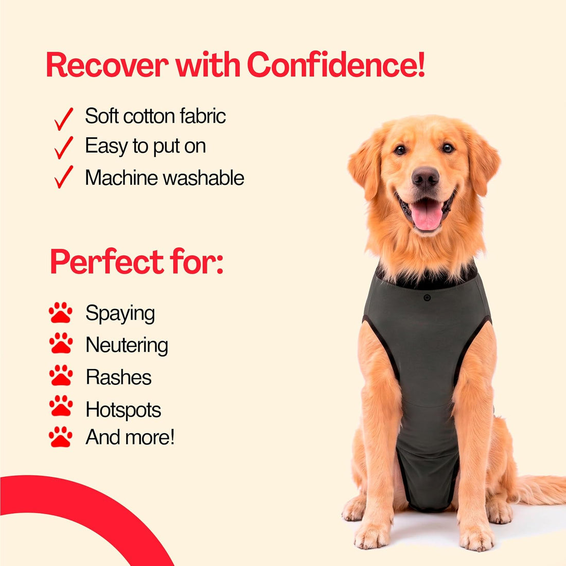 BellyGuard Dog Surgery Recovery Suit, Dog Onesie for Post-Op Care