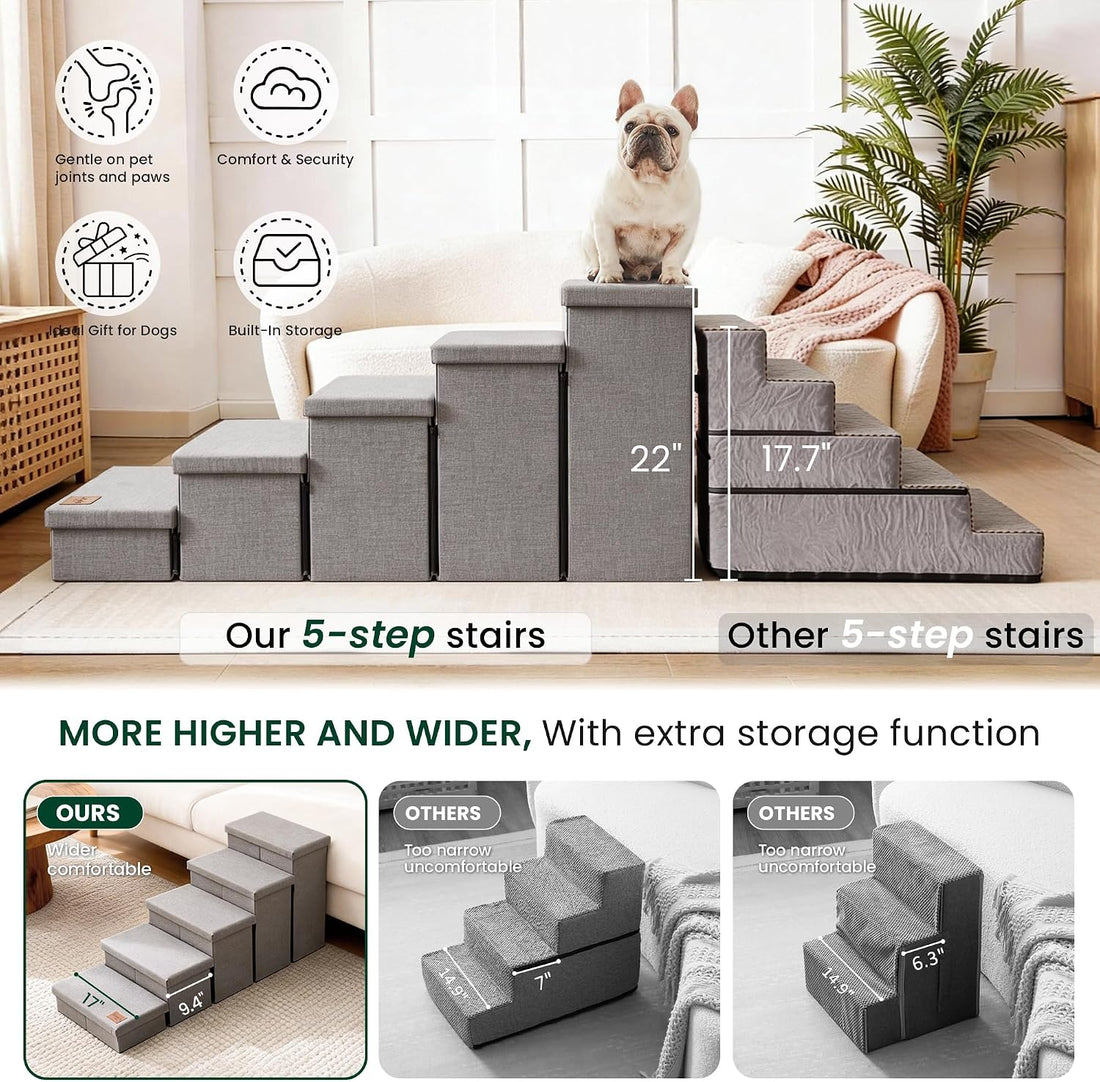 Love's cabin Foldable Dog Stairs with Storage for High Beds & Couches
