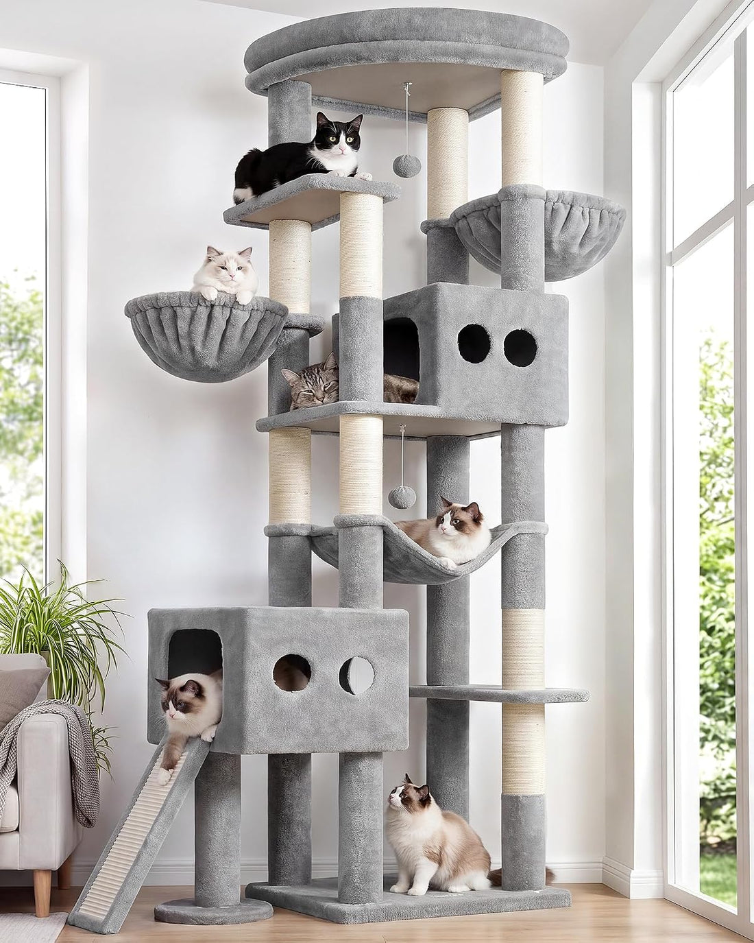 Globlazer S74G 74in Tall Cat Tree for Indoor Cats Large Adult