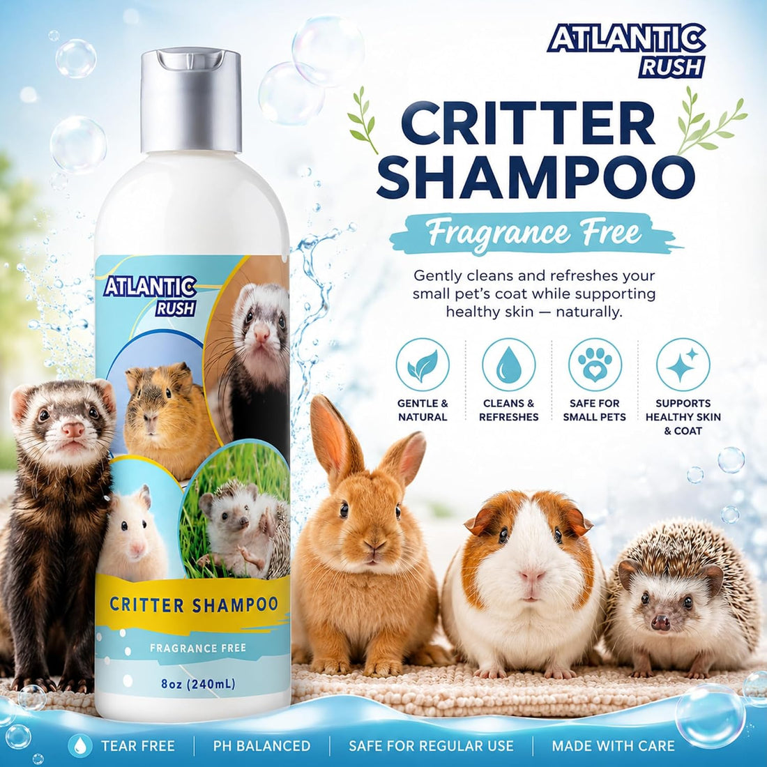 Critter Shampoo for Small Pets -Small Animal Fragrance & Detergent