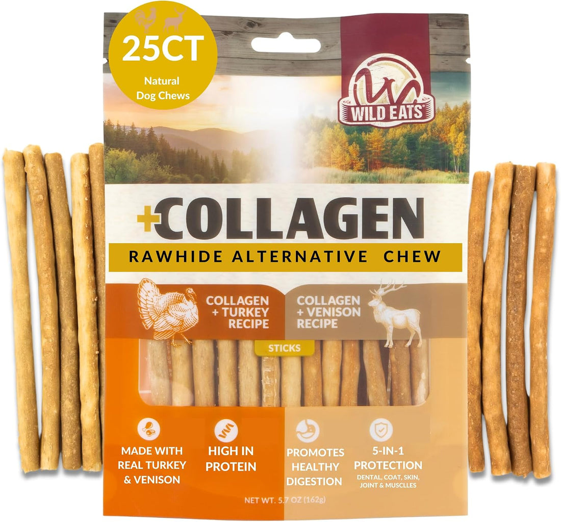 Wild Eats Duck and Salmon Collagen Sticks for Dogs, 25 Pack