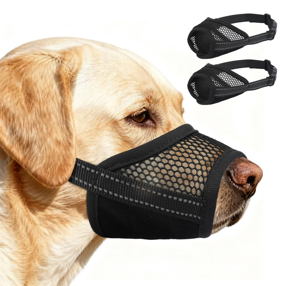 PURRLIA 2 Pack Dog Muzzle,Mesh Soft Muzzle for Small Medium Large