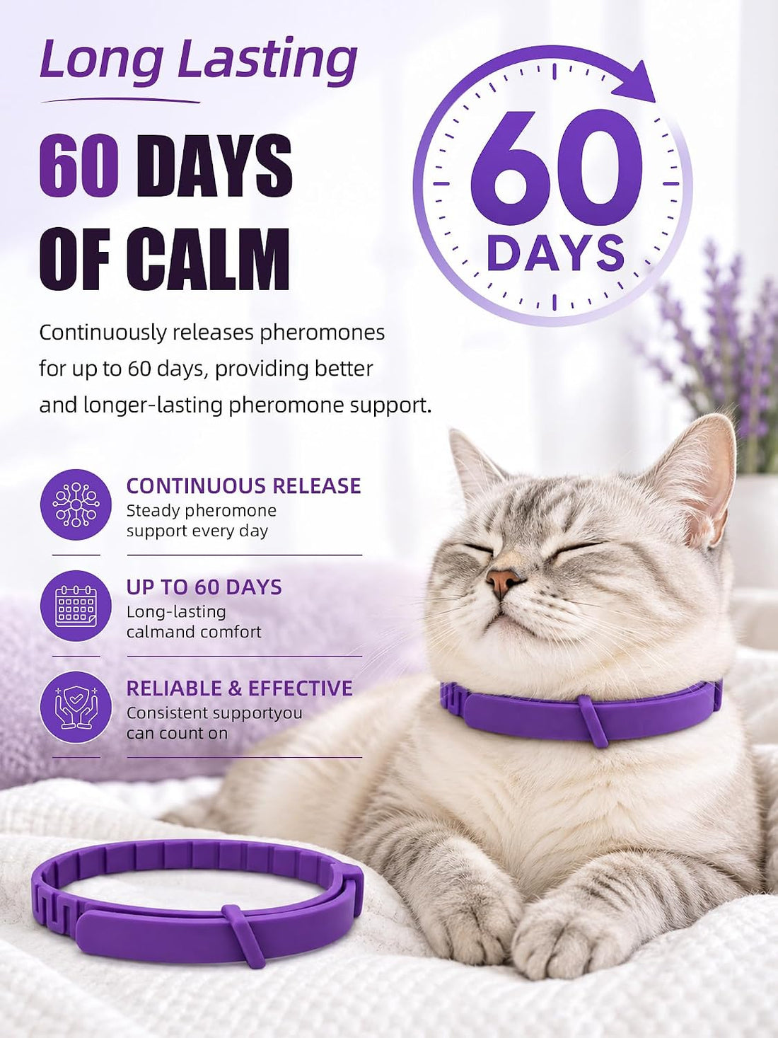 Calming Collar for Cats - Adjustable Anxiety Relief and Stress