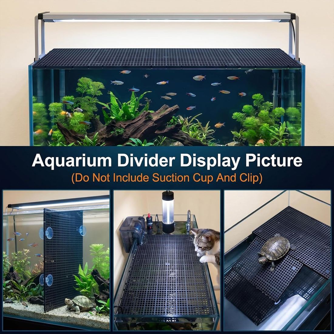 10 Pcs Aquarium Divider Grid Egg Crate with 60 Brackets,Fish Tank