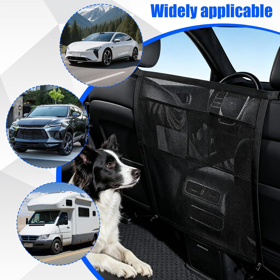 Dog Car Barrier for Backseat Safety with Mesh Storage Pocket