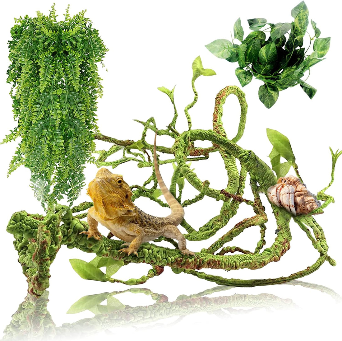 Hamiledyi Reptile Plants for Terrarium Hanging Fake Leaves