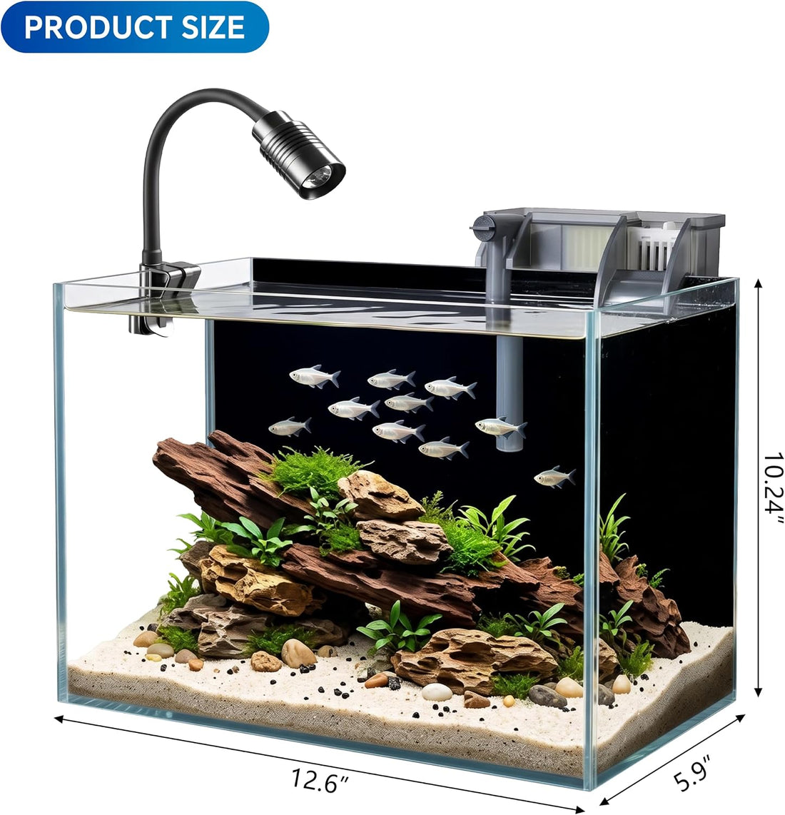 3.3 Gallon Small Fish Tank Glass Aquarium Complete Kit for Betta Fish