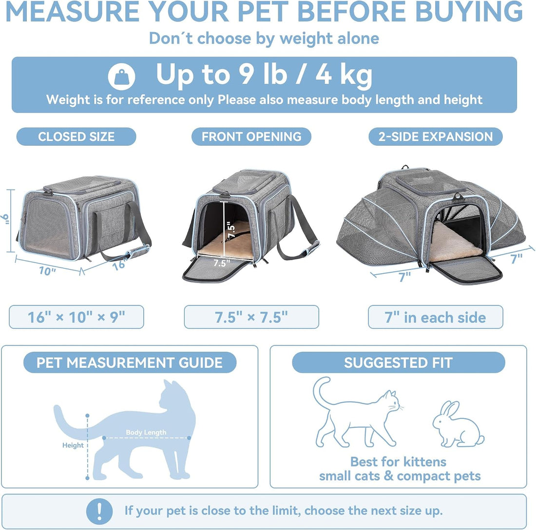 Petsfit Small Double Expandable Cat Carrier for Kittens and Air Travel
