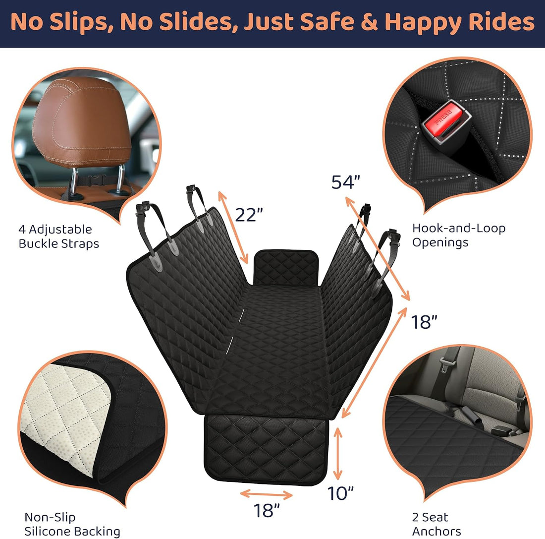 Petloox Dog Car Seat Cover for Back Seat, Waterproof Hammock for Car
