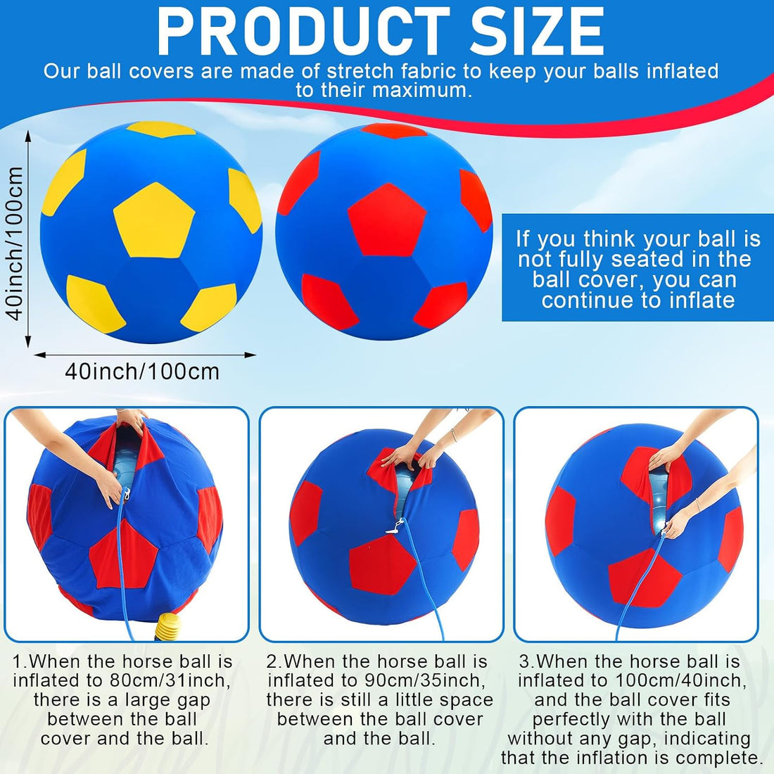 2 Pcs 40 Inch Horse Ball Covers, Herding Ball Covers for Horses