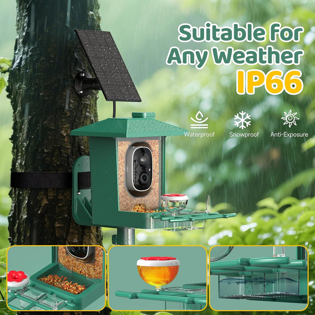 Bird Feeder with Camera Outdoor Solar