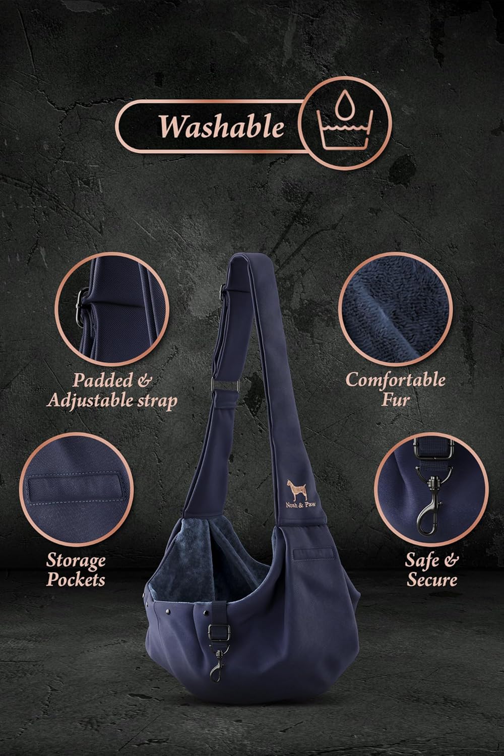 Noah & Paw Dog Sling Carrier for Small Dogs & Cats with Adjustable