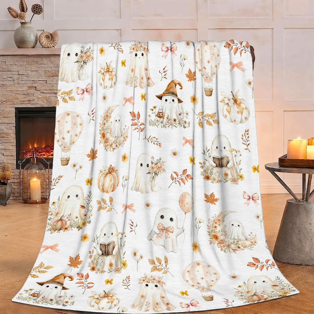 Gothic Blanket Vintage Halloween Black Cat Blankets 30"x 40" for Couch