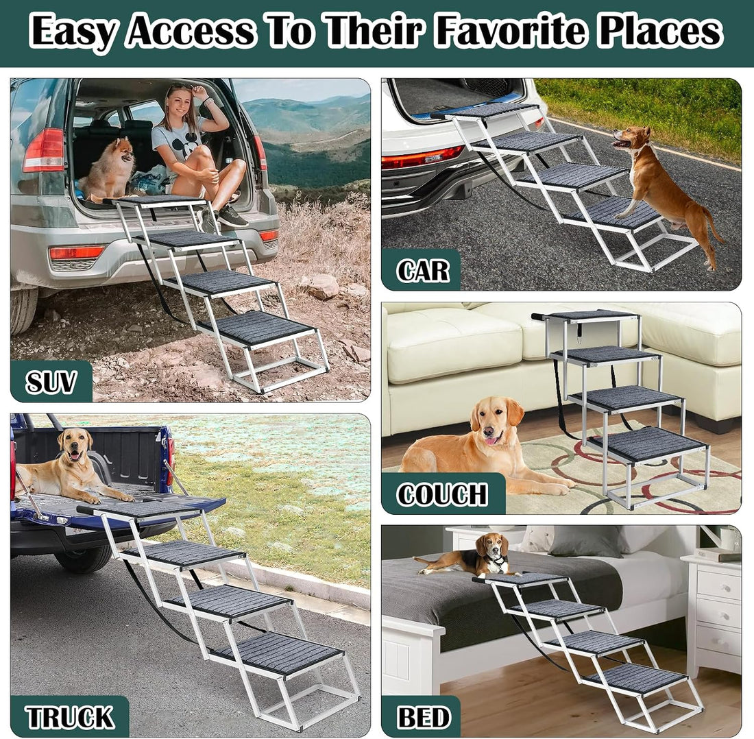 Joyrally Dog Steps for Car, Foldable 4-Step Stairs for SUVs and Trucks