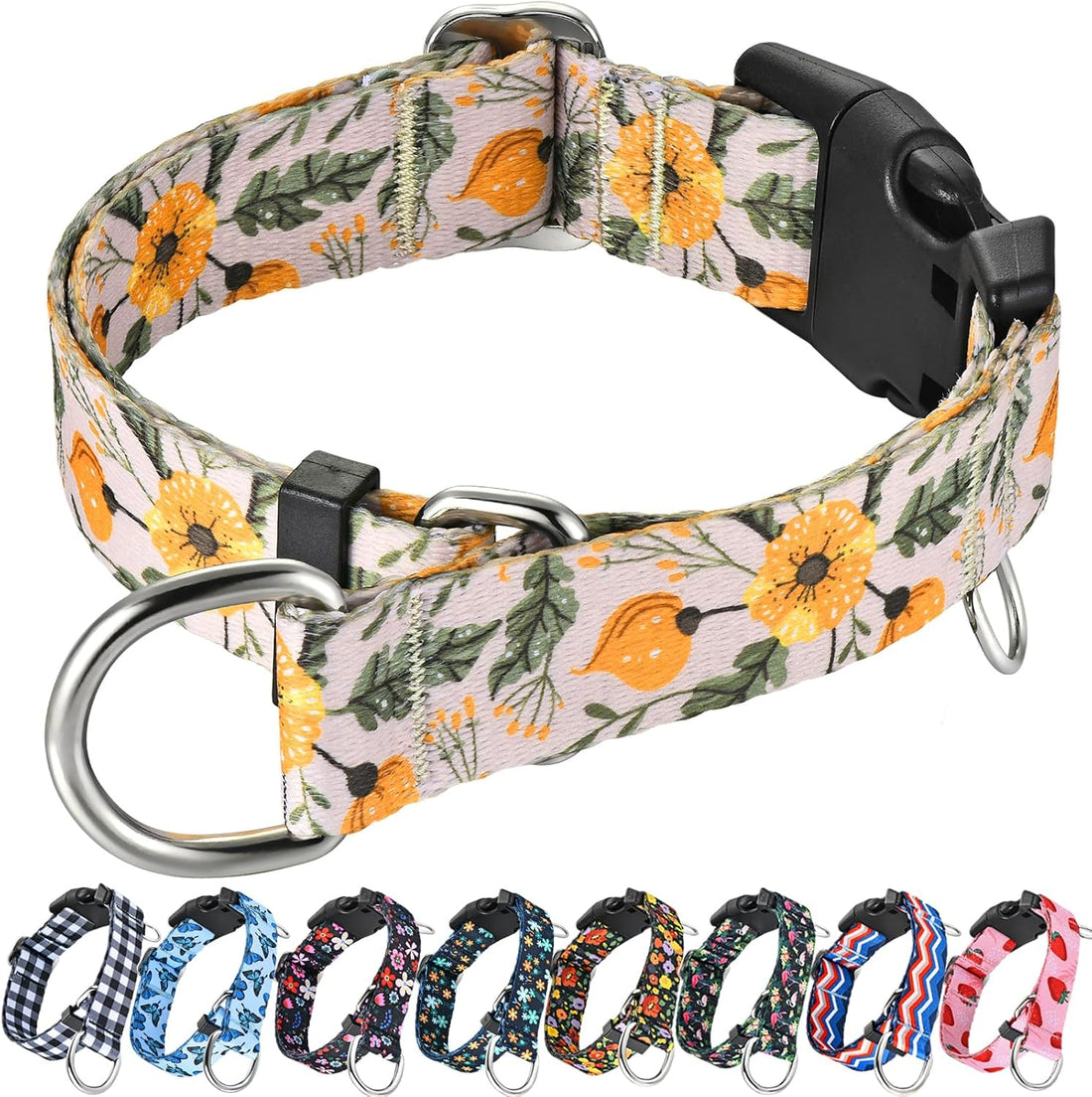 Martingale Collar for Dogs with Buckle Adjustable Nylon Slip No Pull