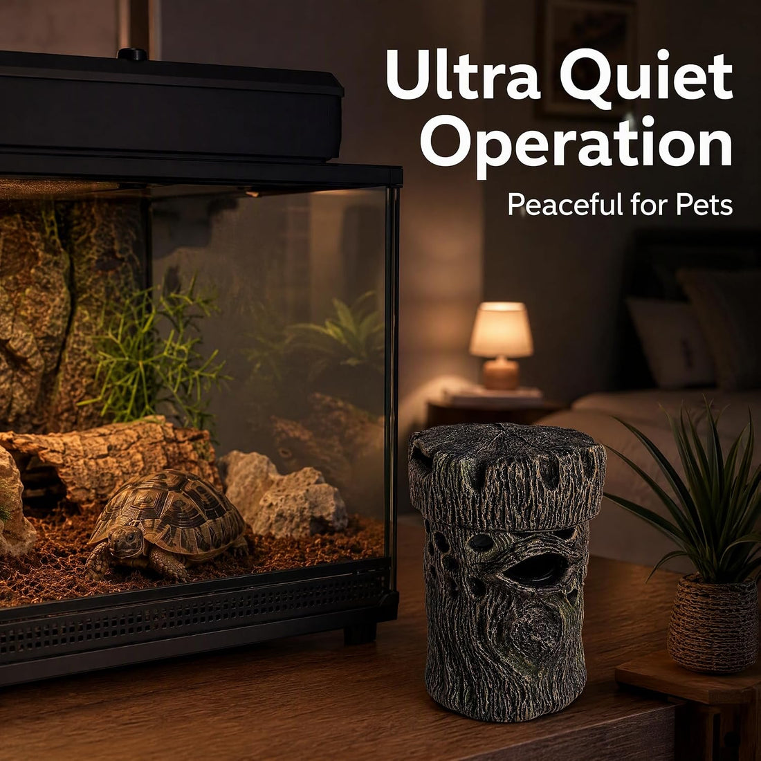 Reptile Humidifier Fogless Tree Trunk with Detachable Tank for Gecko