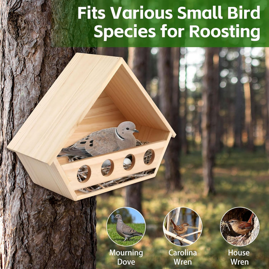 Dove Bird House for Outside, Wooden Mourning Dove Nesting Box