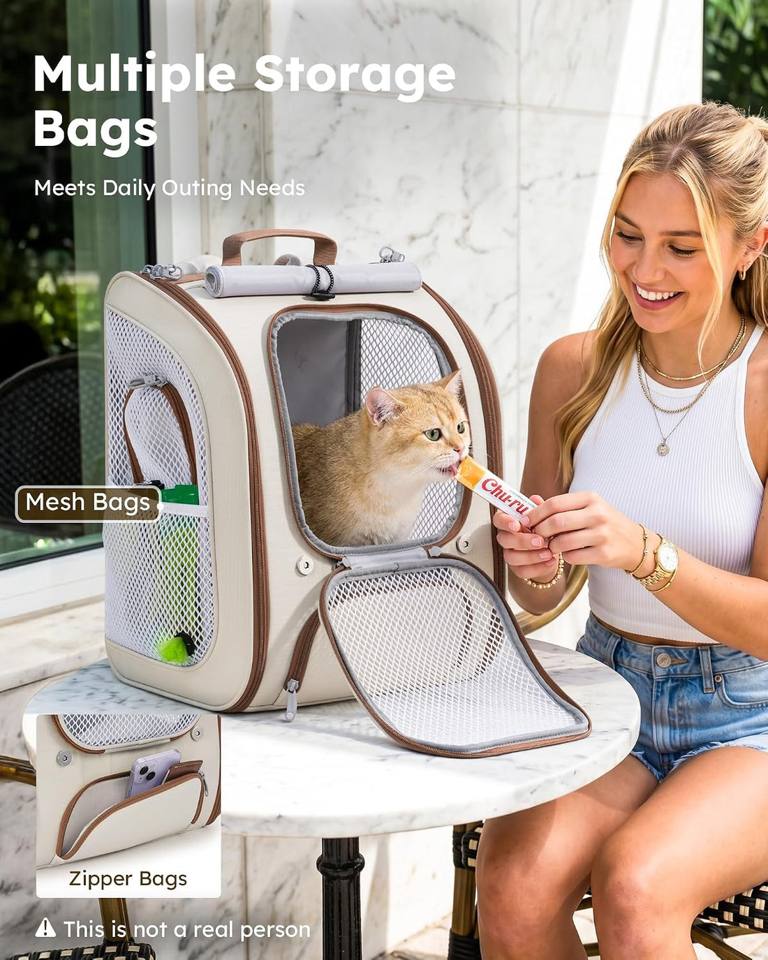 Pecute Cat Backpack Carrier, Spacious & Breathable Pet Backpack