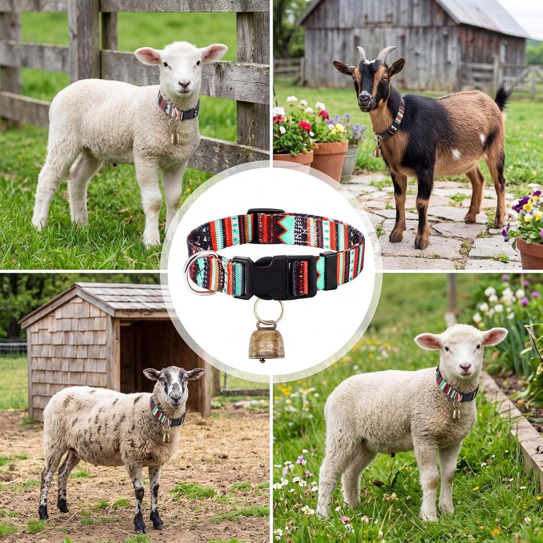 Copper Bell Goat Collar, Geometric Boy Style for Pygmy Goats and Lambs