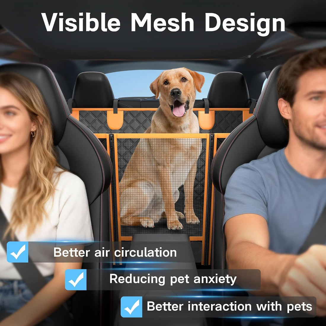 Twesync Dog Seat Cover for Back Seat, Hard Bottom Back Seat Extender