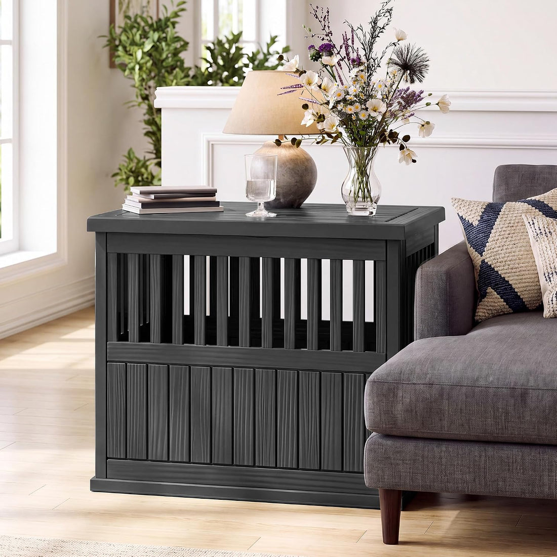 Fancyango Heavy Duty Dog Crate Furniture Lockable Indoor Outdoor